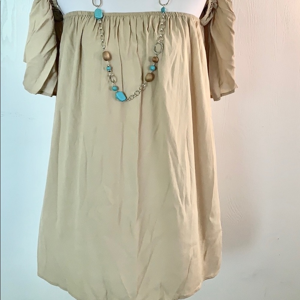 SHORT PUFF SLEEVE SQUARE NECK TUNIC MINI DRESS - Picture 6 of 9